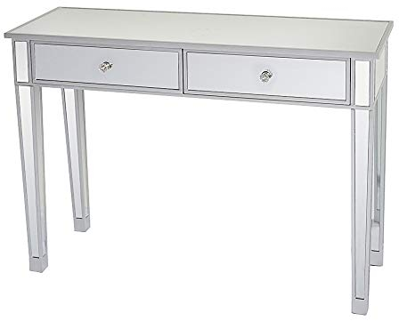 Alightup Table Console en Verre Miroir avec 2 Tiroirs pour Bureau ou Salon, 105x36x76cm