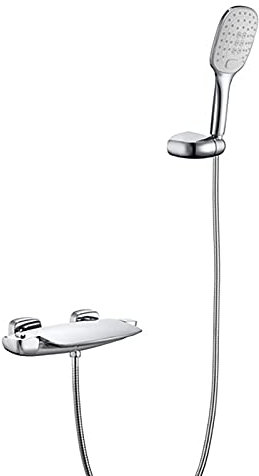 SHUGUANG Thermostat Badewannenarmatur Wasserfall Wannenarmatur mit Handbrause, Wannenbatterie Messing Badewanne Wasserhahn Wandhalterung Badewanne Armatur,Chrome