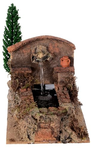 Holyart Brunnen mit Baum für Krippe, 15x10x20 cm