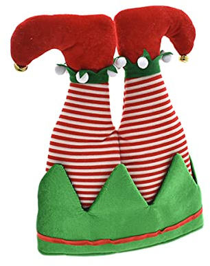Puntale Albero di Natale Gambe Pantaloni Calze di Elfo Verdi e Rossi