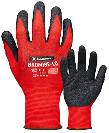 Blackrock Pro Grip Work Gloves, Heavy Duty, Latex Rubber Handling, Protective, Gardening, Builders, Construction, Thick Safety Gloves, DIY, forestry, DexraFit - Size 9/Large