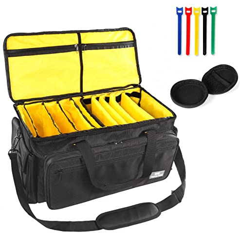 Magerdy Fields Cable File Bag - 1680D Heavy Duty Fabric - Detachable Dividers, Multiple Pockets, Padded Handles - Includes Cable Ties and Accessory Pouch