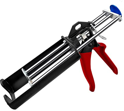 Hubaow Dual Epoxy Gun for 200 mL / 6.76 fl oz, Double Cartridge Caulking Gun, Hand Manual Black Panel Bond Adhesive Caulk Gun (2:1 Mix Ratio)