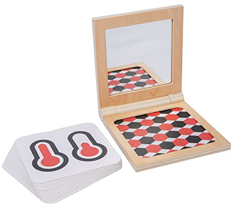 Adena Montessori Black and White Cards Wooden Frame with Mirror Tummy Time Toys 0-3 Months for Newborn