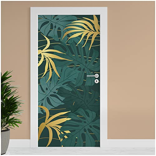 Finest Folia Türfolie 90x200 cm Türtapete Türposter Folie für Tür Wohnzimmer Kinderzimmer Küche Türaufkleber Bad Aufkleber selbstklebend TF02 (08 Monstera)