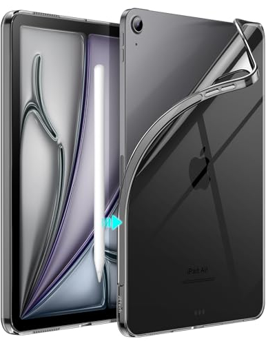 JETech Coque pour iPad Air 11 Pouces M3/M2 (2025/2024), iPad Air 5/4 (10,9″, Modèle 2022/2020, 5ème/4ème Génération), TPU Transparent Tablette Étui, Support la Charge de Pencil Pro/2 (Noir)