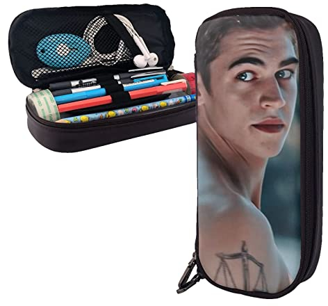 Hero Fiennes-Tiffin Trousse à crayons en cuir avec compartiments Grande pochette de rangement pour bureau collège, couleur, 5.0cm*10.5cm*20.5cm, trousse à crayons