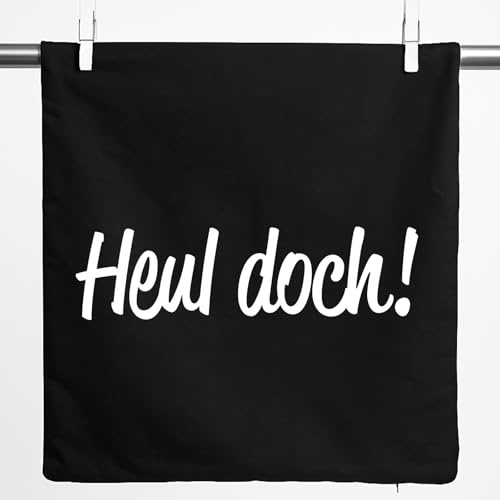 Huuraa Kissenbezug Heul doch Schriftzug 40x40cm Black Baumwolle Dekokissenbezug Geschenkidee