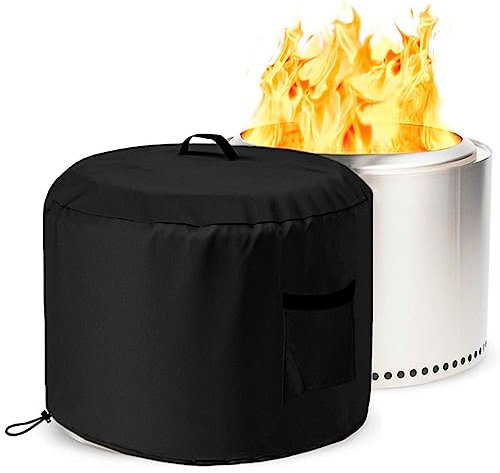 Round Smokeless Fire Pit Cover for Stove Bonfire, Falezern Stove Bonfire Shelter Cover Outdoor Waterproof, Dustproof and Windproof, Compatible with Solo Stove and more, 22D X 16H (M)