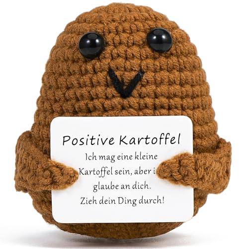 XBOCMY Pocket Hug Positive Kartoffel, Kreative Strickwolle Kartoffel Puppe, Geschenke für Frauen, Mutmacher Geschenk, Gute Besserung Geschenk, Glücksbringer Prüfung Geschenk