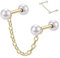 16G Helix Ohrstecker Knorpel Ohrringe 316L Knorpel Ohrstecker Gold Conch Helix Barbell Bar Dangle Chain Ohrring 8mm Ohrläppchen Ohrringe Helix Ohrstecker Knorpel Piercing mit Double Pearls Bar