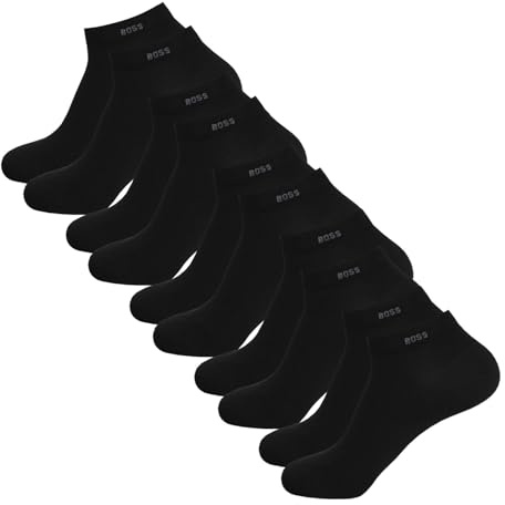 BOSS 5 Paar Herren Socken Sneakersocken AS Uni CC, Farbe:Schwarz, Größe:43-46, Artikel:-001 black