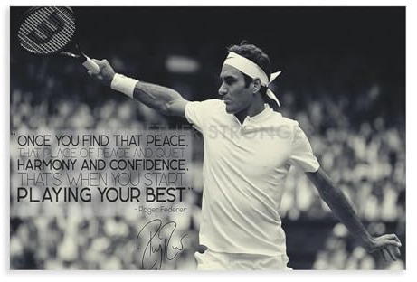 NWGACS Roger Federer Autogramm 6 Leinwand-Poster, Schlafzimmer-Dekor, Sportlandschaft, Büro, Raumdekoration, Geschenk, ungerahmt, 30 x 45 cm