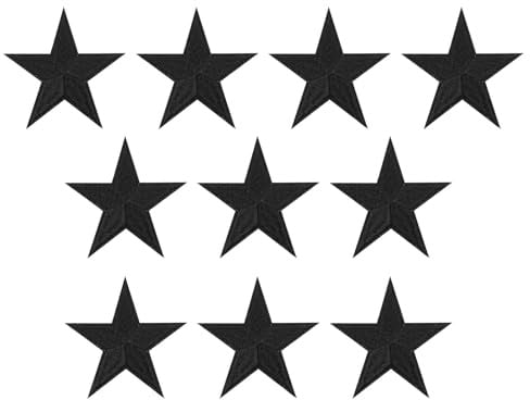 PATIKIL Stoffflicken Aufbügeln 8.2x8.2cm Bügelflicken 10 Packung Schwarz | Aufnäher 5 Stern Bestickte Applikationen Kleidung Jacken Hut Rucksack Reparieren Dekorationen zum