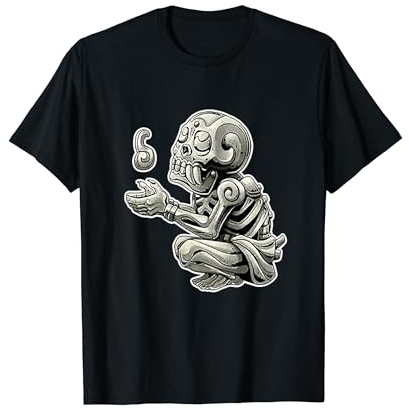 Mictlantecuhtli Aztekengott des Todes Maya Blackwork T-Shirt