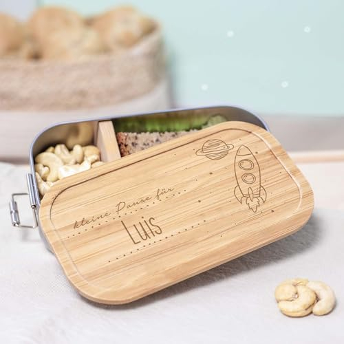 hellomini Personalisierte Brotdose für Kinder - Geschenk zur Einschulung - Lunchbox Geburtstagsgeschenk Junge & Mädchen, Brotdose zum Schulanfang (Weltall, 1100ml)