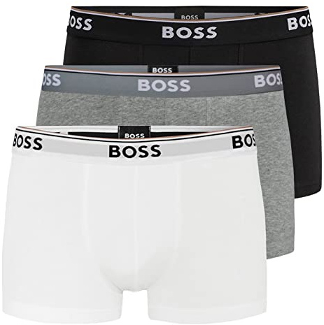 BOSS Herren Trunks Power Boxer Unterhosen Cotton Stretch 3er Pack, Farbe:Mehrfarbig, Wäschegröße:XL, Artikel:-999 Black/White/Grey