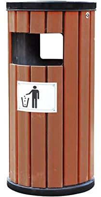 ZONABSQQ Vielseitig Mülleimer für den Außenbereich, Holzklassifizierung, Mülleimer, rund, stehend, Metall, Holz, Mülleimer, Abfallbehälter, 15,76 x 36,25 Zoll Funktionell