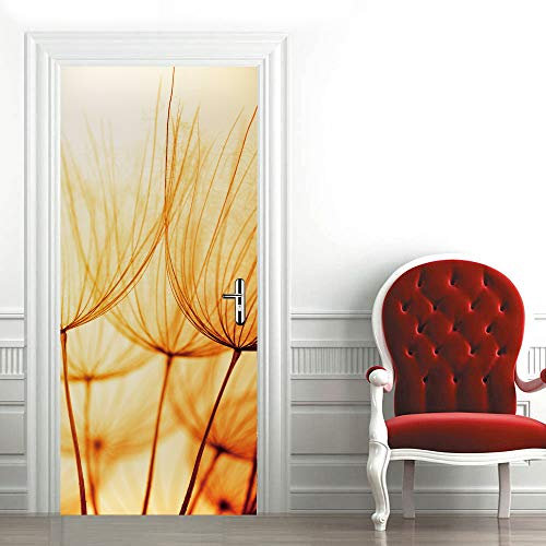 MYIESAXL Selbstklebendes 3D-Türbild „Pusteblume In Der Abenddämmerung“ Deko-Aufkleber Tapetenposter Türtapete Selbstklebend Entfernbar B 77 x H 200 cm
