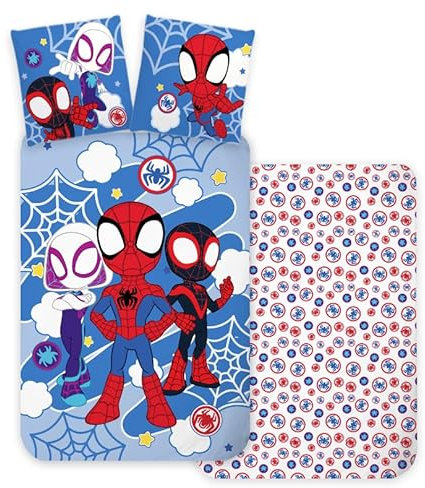 Brandmac Bettwäsche Spidey, 100 % Baumwolle, Bettbezug Spiderman, 140 x 200 cm + Kissenbezug 65 x 65 cm (2-teilig, Baumwolle)