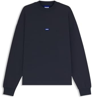 HUGO Herren Nedro Sweatshirt aus Baumwoll-Terry mit blauem Logo-Label