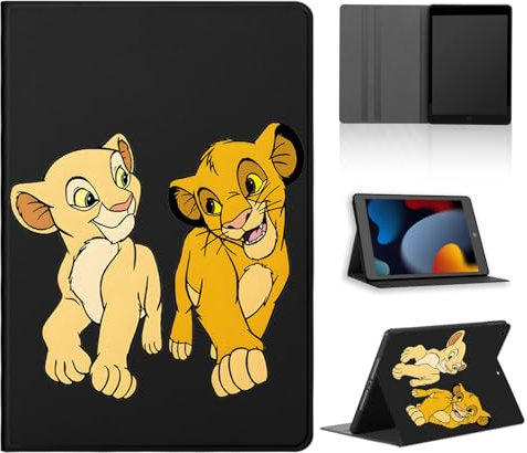 nurkorki Cartoon Tablet Cover per Apple iPad mini 6 8,3 2021,Cute Anime Lion Leone Modello Custodia Multi-Angoli Stand PU Flip Cover Sottile e Leggera Soft TPU Nero Silicone Case,Cartoon