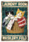 WADORN Cartello In Metallo Vintage con Gatto In Lavanderia, 20x30cm Lavanderia Lavare Asciugare Piegare Divertente Cartello Retro Metallo Arte Da Parete Decorazione Casa Poster Targa per Casa