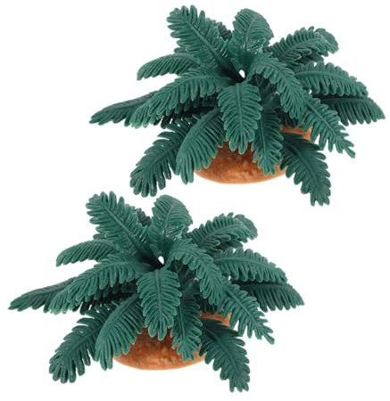 LOORGVEL Lot de 2 Petits Palmiers Artificiels Miniatures 12 Cm PVC Vert Résistant la Décoloration Décor Bureau et Centre de Table Hawaïen pour Intérieur et Diorama