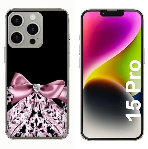 Generico Cover compatibile con Cover Apple iPhone 15 Pro Fiocco rosa/Gel di silicone morbido TPU