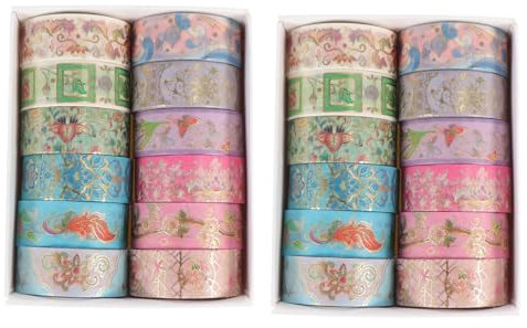 NUOBESTY Cinta Washi Lámina Dorada Rollos Calcomanías para Agendas Pegatinas Personalizadas