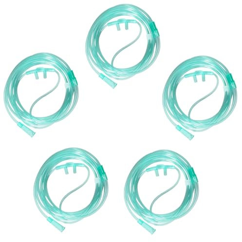 Mascarilla de oxígeno para, Cánula de Oxígeno Nasal Montada en la Cabeza, 5 por paquete, 3 metros de tubo de oxígeno de Transparente, Adecuado para Equipos de Terapia Respiratoria y de Inhalación