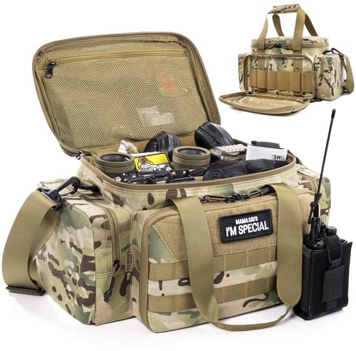 OneTigris Waffentasche Multifunktionale Einsatztasche Großformat Gewehrtasche Range Bag Polizei Tasche für Jagd Schießstand Angeln Wandern Outdoor-Camo