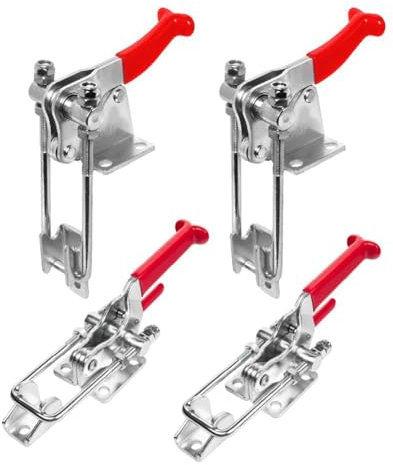 Ohulelks 4er-Pack Schnellspanner mit Verstellbarem U-Bolzenverschluss, 90 Grad Vertikal (40344) und Selbstverriegelnd (40341), Je 2 Stück
