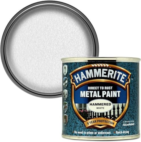 Hammered White Finish Metal Paint 250ml – Durable Rust-Resistant Coating for Metal Surfaces, Indoor & Outdoor Use, Quick Drying, Smooth Decorative Finish – Pack of 1