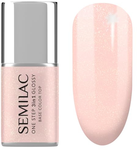 Semilac UV-Nagellack 3in1 One Step Glossy S258 Naked Glitter Peach 7 ml