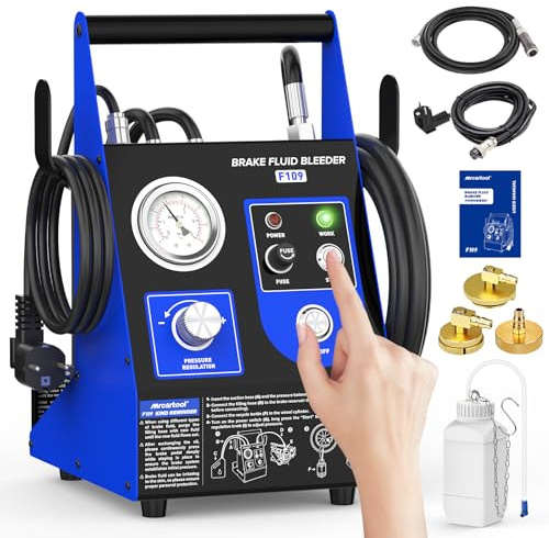 Automatic Brake Bleeder Kit,One Man Electric Brake Fluid Vacuum Pressure Bleeder Air-Free Filling with 3 Master Cylinder Adapter, 0.5-2.5Bar Adjustable Pressure for Ford Vw BMW Toyota (UK plug)