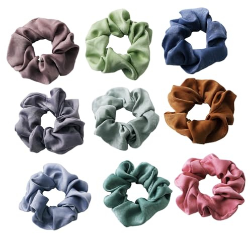 Mikinona 9piezas Coleteros Elásticos De Satén Pelo Ganchos Pelo Flor Gomas Mujer Coleteros De Satén