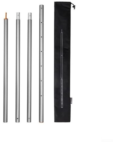 Gdfnmogo 4 Pack Adjustable Aluminum Camping Poles, Telescopic Support Poles, For Tarp Awning Heavy Duty With Metal Tips (Silver)