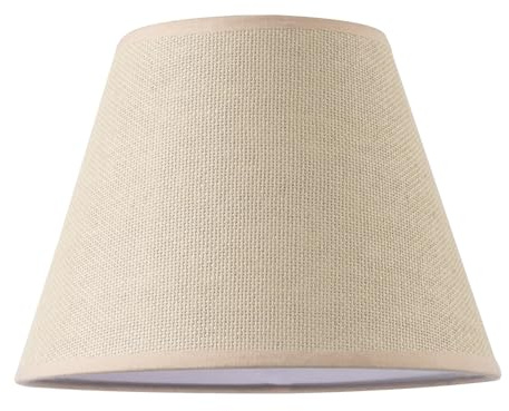 Traditional Rattan Tweed Lamp Shade with Pale Pink Cotton Fabric Trims | 25cm x 19cm | for Ceiling Pendant or Table Lamp Base by Happy Homewares
