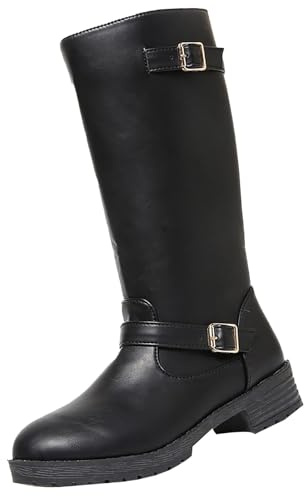 Stivali Donna Invernali,Stivali di Gomma Donna,Comode Stivaletti da Pioggia Stivali Neri Bassi Western Scarpe Stivaletti Texani Vera Pelle Arricciati Stivaletto