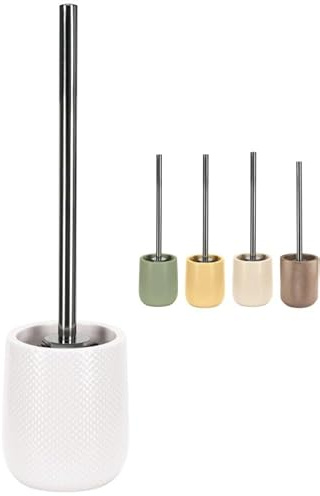KW Luxury Ceramic/Porcelain/Stoneware Toilet Brush and Holder (Soft White)