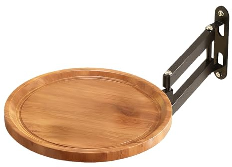 Wandmontierter Klapptisch, einziehbarer Wandschreibtisch – runder Faltbarer Tisch – für Wohnung, Mieter, Badezimmer, Küche, kleine Räume, Eingangsbereich, Wohnzimmer, Desserts, Getränke