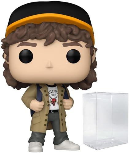 POP Funko TV: Stranger Things - Dustin Henderson (Season 5) Funko Vinyl Figure (Bundled with Compatible Box Protector Case), Multicolor, 3.75 inches