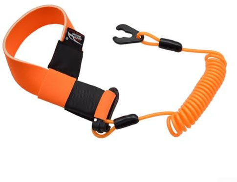Oniissy Lanière d'interrupteur coupe-circuit de bateau pour ski – Attache de sécurité avec dragonne en néoprène, cordon spiralé en nylon et mousqueton pour – Compatible avec Mercury pour (B) (Orange)