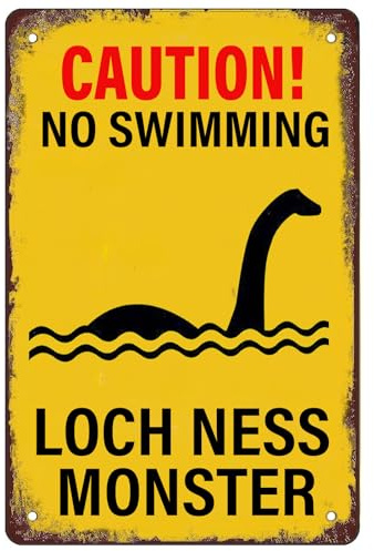Vorsicht! Baden Verboten! Monster Von Loch Ness Metall Schild Deko Blechschild Vintage Metall Poster Für Büro Garten Balkon 20X30Cm
