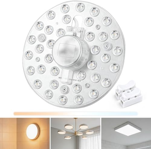Aigostar 18W Módulo de Plafón LED Techo, 3CCT (3000K/4000K/6500K), D155mm | Lámpara Circular LED de Repuesto con Imán de Montaj, Universal Adecuado para lámparas de araña, plafones, etc