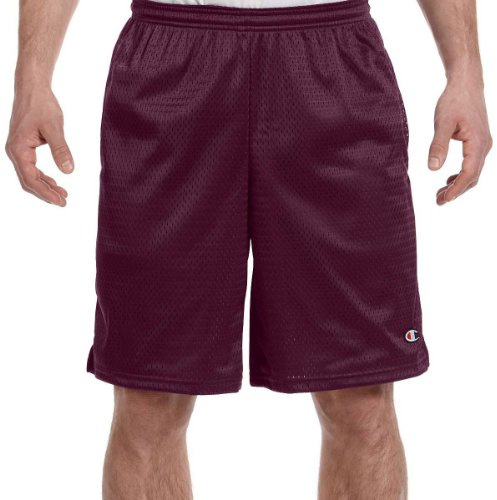 Champion Men's Long Mesh Short with Pockets,Maroon,Medium