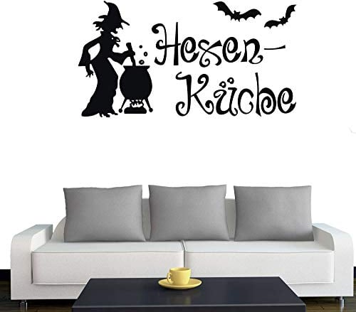 A526 Wandtattoo Hexenküche 60cm x 32cm schwarz (erhältlich in 40 Farben und 4 Größen)