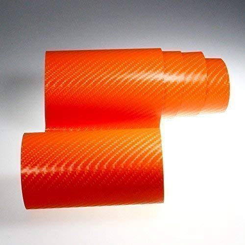 TipTopCarbon 6,58€/m² 4D Carbon Folie orange BLASENFREI 0,3m x 1,52m mit Luftkanäle Autofolie selbstklebend