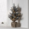 Lights4fun Pre Lit Artificial Frosted Mini Christmas Tree Decoration with 15 Warm White LEDs Battery Operated (H) 53cm